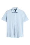 Robert Barakett Kimberton Short Sleeve Knit Button-up Shirt In Cloudy Blue