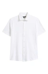 Robert Barakett Kimberton Short Sleeve Knit Button-up Shirt In White