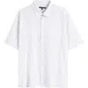 Robert Barakett Leederville Dot Print Short Sleeve Cotton Button-up Shirt In Tan