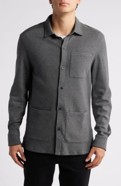Robert Barakett Lockhead Cotton Blend Knit Overshirt In Dark Grey