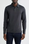 Robert Barakett Luciano Long Sleeve Twill Polo In Black