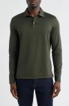 Robert Barakett Luciano Long Sleeve Twill Polo In Green