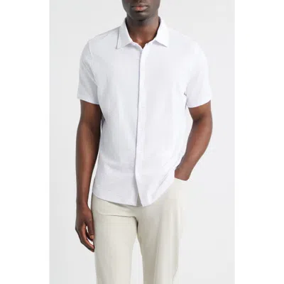 Robert Barakett Manny Short Sleeve Knit Button-up Shirt In White