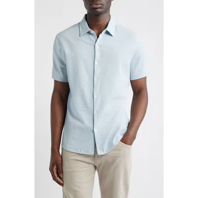 Robert Barakett Manny Short Sleeve Knit Button-up Shirt In Blue