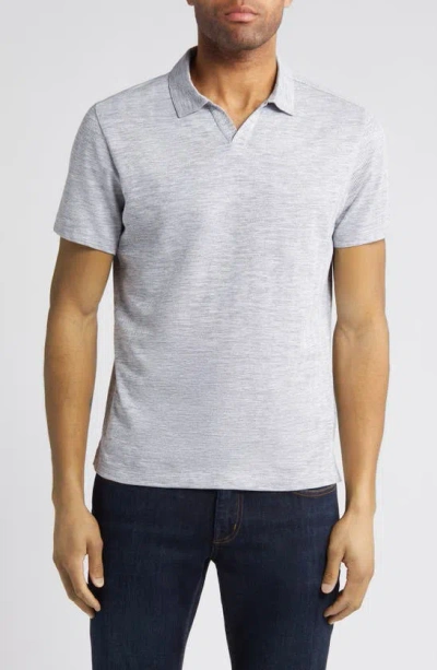 Robert Barakett Martel Slim Fit Herringbone Jacquard Johnny Collar Polo In Grey