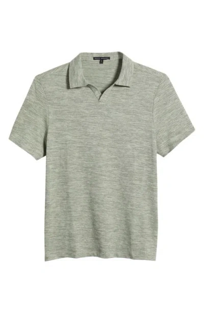 Robert Barakett Martel Slim Fit Herringbone Jacquard Johnny Collar Polo In Pastel Olive