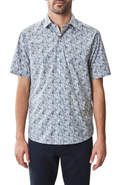 Robert Barakett Mccann Short Sleeve Woven Button-up Shirt In Teal