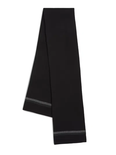 Robert Barakett Men's Tipped Stripe Wool-cashmere Knit Scarf In Black