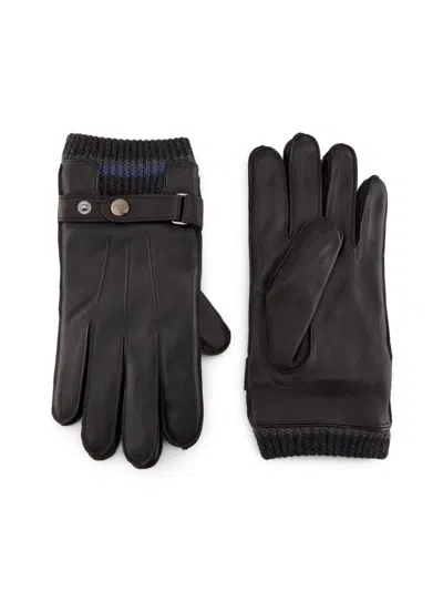 Robert Barakett Men's Wrist Strap Leather Gloves In Black