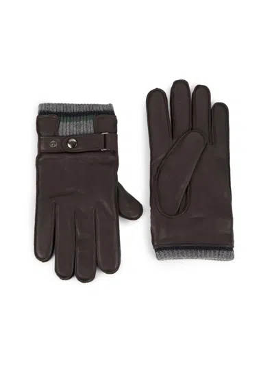 Robert Barakett Men's Wrist Strap Leather Gloves In Brown