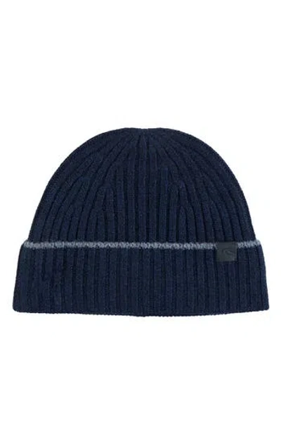 Robert Barakett Merino Wool Rib Knit Beanie In Blue