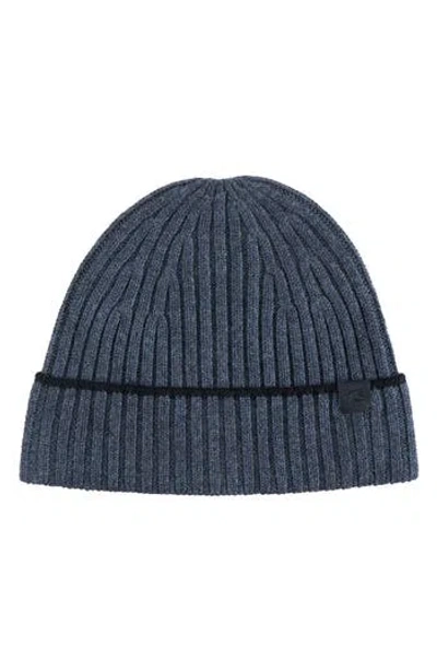 Robert Barakett Merino Wool Rib Knit Beanie In Blue