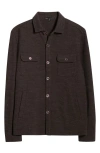 Robert Barakett Mezner Wool & Cotton Knit Overshirt In Brown