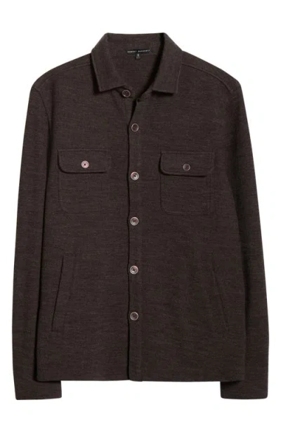 Robert Barakett Mezner Wool & Cotton Knit Overshirt In Brown