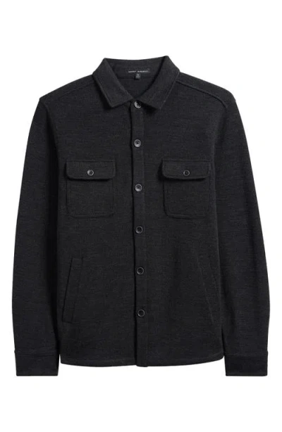 Robert Barakett Mezner Wool & Cotton Knit Overshirt In Black
