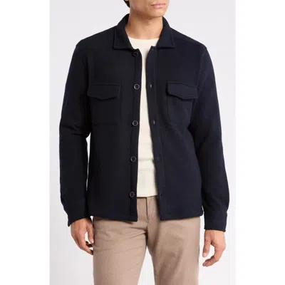 Robert Barakett Mezner Wool And Cotton Shirt Jacket In Navy