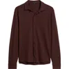 Robert Barakett Milo Knit Button-up Shirt In Burgundy