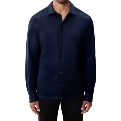Robert Barakett Milo Knit Button-up Shirt In Blue