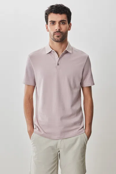 Robert Barakett Modesto Short Sleeve Race Stripe Polo In Light Pink