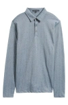 Robert Barakett Monolif Stripe Long Sleeve Polo In Blue