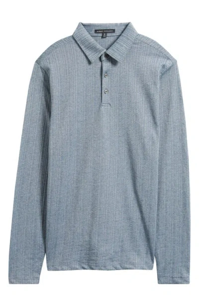 Robert Barakett Monolif Stripe Long Sleeve Polo In Blue