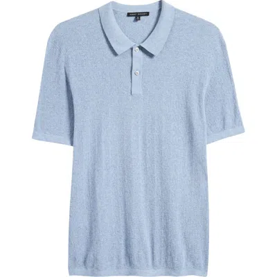 Robert Barakett Neo Short Sleeve Polo Sweater In Dusty Blue