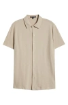 Robert Barakett Newman Short Sleeve Knit Button-up Shirt In Tan