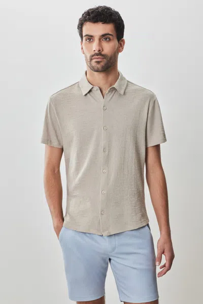 Robert Barakett Newman Short Sleeve Knit Shirt In Tan