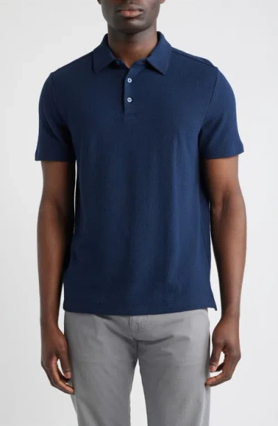 Robert Barakett Newman Textured Cotton Blend Polo In Blue