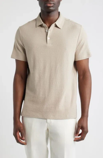 Robert Barakett Newman Textured Cotton Blend Polo In Neutral