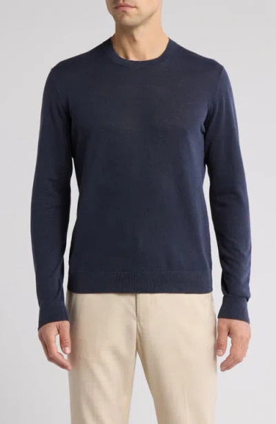 Robert Barakett Nordic Linen & Cotton Sweater In Navy