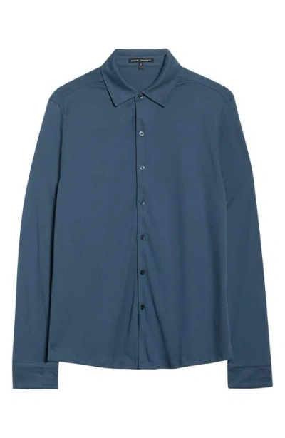 Robert Barakett Northpark Knit Button-up Shirt In Blue