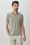 Robert Barakett Northpark Short Sleeve Open Collar Polo In Olive