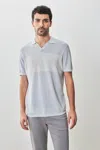 Robert Barakett Orion Open Collar Sweater Polo In Light Grey