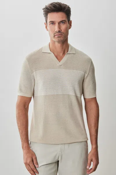 Robert Barakett Orion Open Collar Sweater Polo In Tan