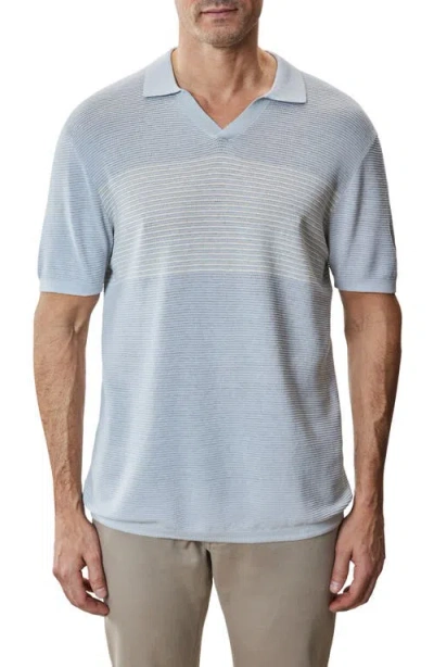 ROBERT BARAKETT ROBERT BARAKETT ORION STRIPE SILK & LINEN JOHNNY COLLAR POLO