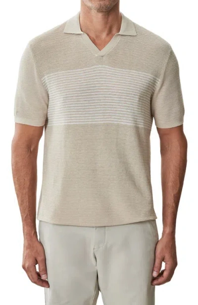 ROBERT BARAKETT ROBERT BARAKETT ORION STRIPE SILK & LINEN JOHNNY COLLAR POLO