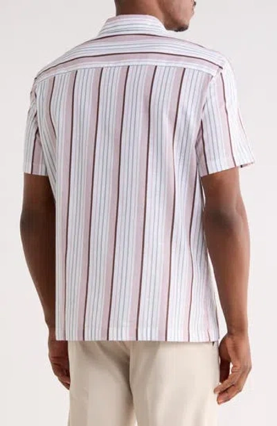 Robert Barakett Oswaldo Stripe Camp Shirt In Pink