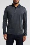 Robert Barakett Patchway Long Sleeve Polo In Charcoal