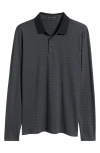 Robert Barakett Patchway Long Sleeve Polo In Charcoal