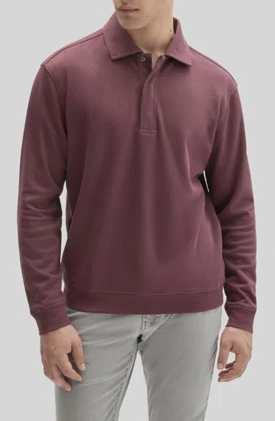 Robert Barakett Peakstone Long Sleeve Overknit Cotton Polo In Red