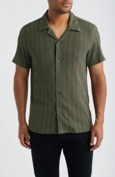 Robert Barakett Pedri Crepe Textured Camp Shirt In Green