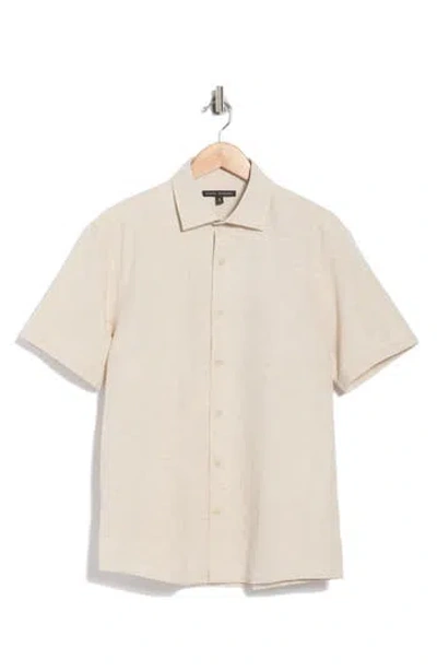 Robert Barakett Quill Short Sleeve Cotton & Linen Button-up Shirt In White