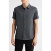 Robert Barakett Ranger Short Sleeve Knit Button-up Shirt In Gray