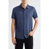 Robert Barakett Ranger Short Sleeve Knit Button-up Shirt In Blue