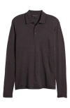 Robert Barakett Roman Long Sleeve Merino Wool Sweater Polo In Brown
