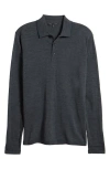 Robert Barakett Roman Long Sleeve Merino Wool Sweater Polo In Olive