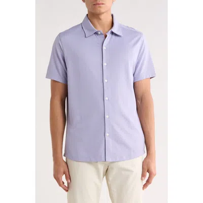 Robert Barakett Ruben Herringbone Button Up Knit Shirt In Purple