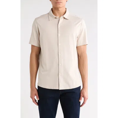 Robert Barakett Ruben Herringbone Button Up Knit Shirt In Neutral