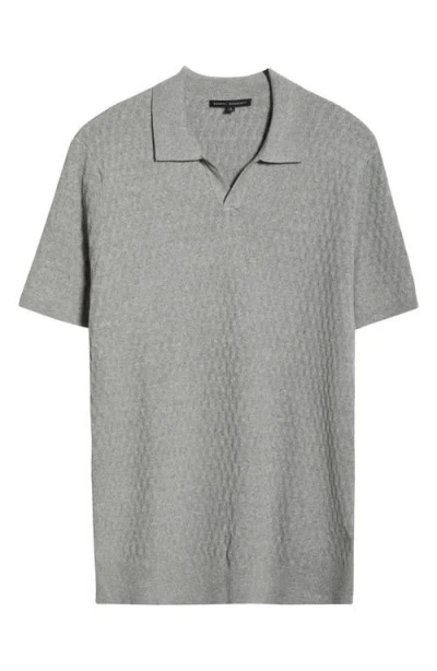 Robert Barakett Rylan Johnny Collar Cotton Blend Polo Sweater In Gray